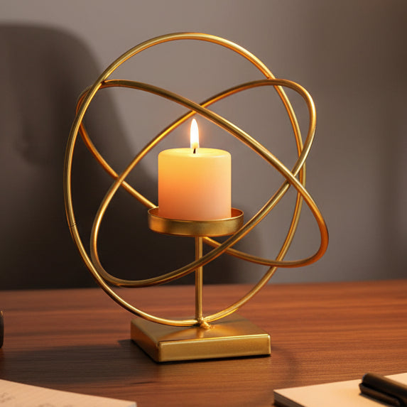 Aurelios Golden Candle Holder Metal Stand