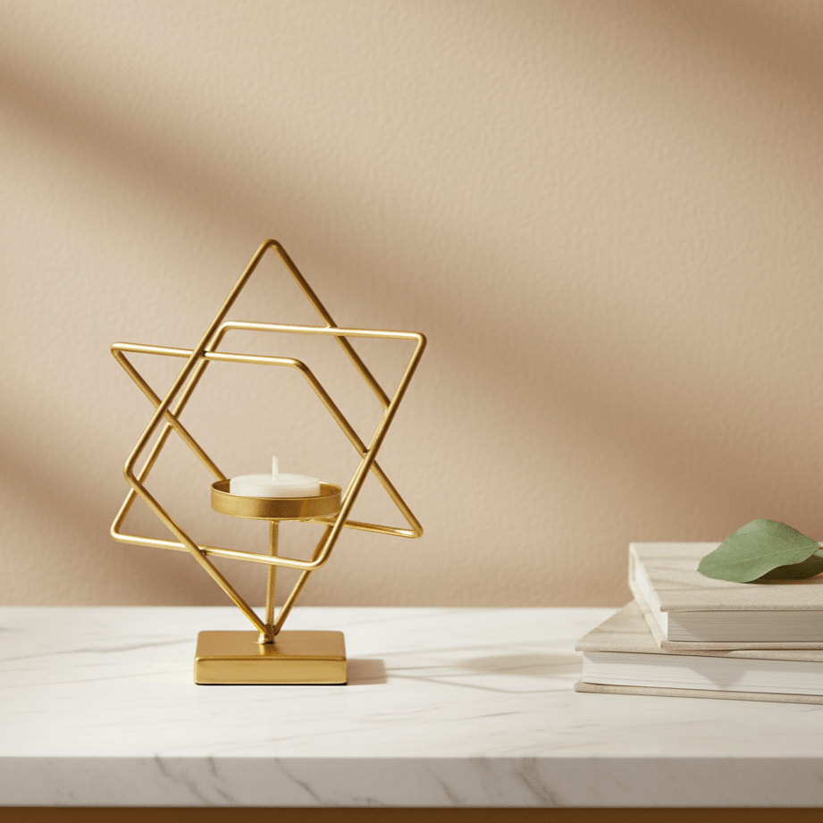 Aurelios Golden Candle Holder Metal Stand