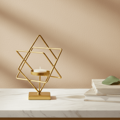 Aurelios Golden Candle Holder Metal Stand