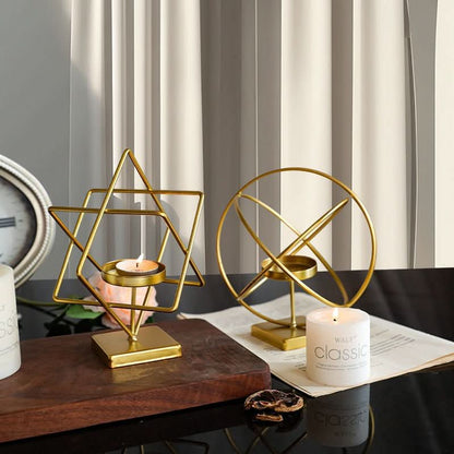 Aurelios Golden Candle Holder Metal Stand