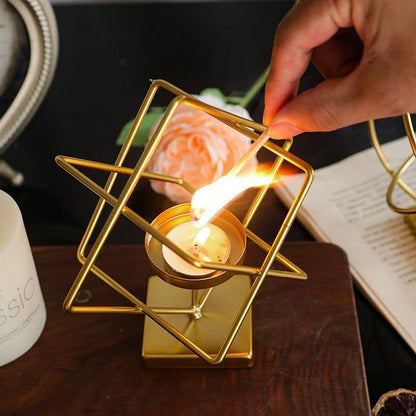 Aurelios Golden Candle Holder Metal Stand