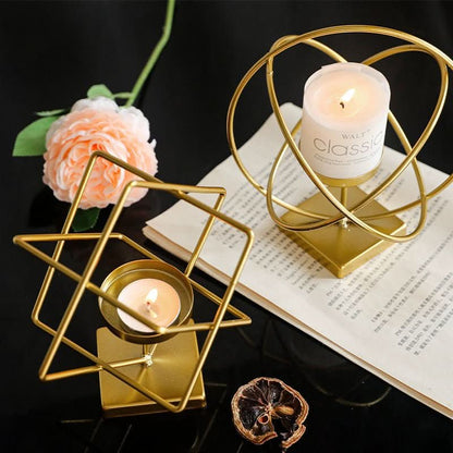 Aurelios Golden Candle Holder Metal Stand