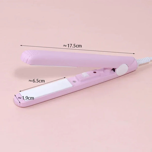 Mini Hair Straightener, 2-in-1 Ceramic Flat Iron & Curler for Travel and Short Hair