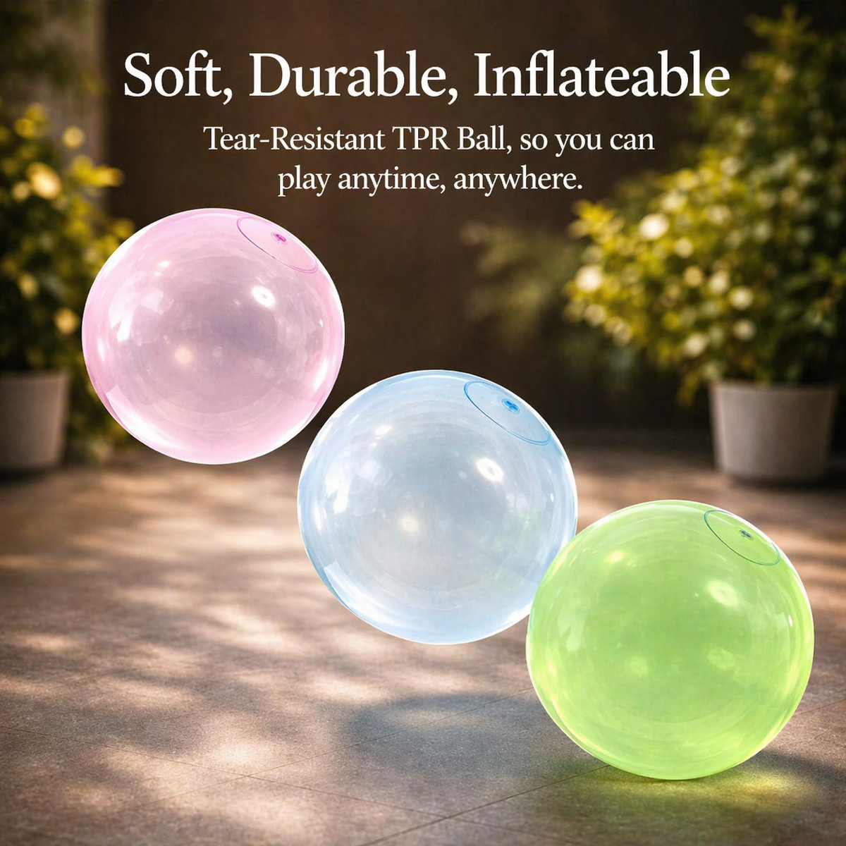 Inflatable Rubber Ball for Kids, Tear-Resistant