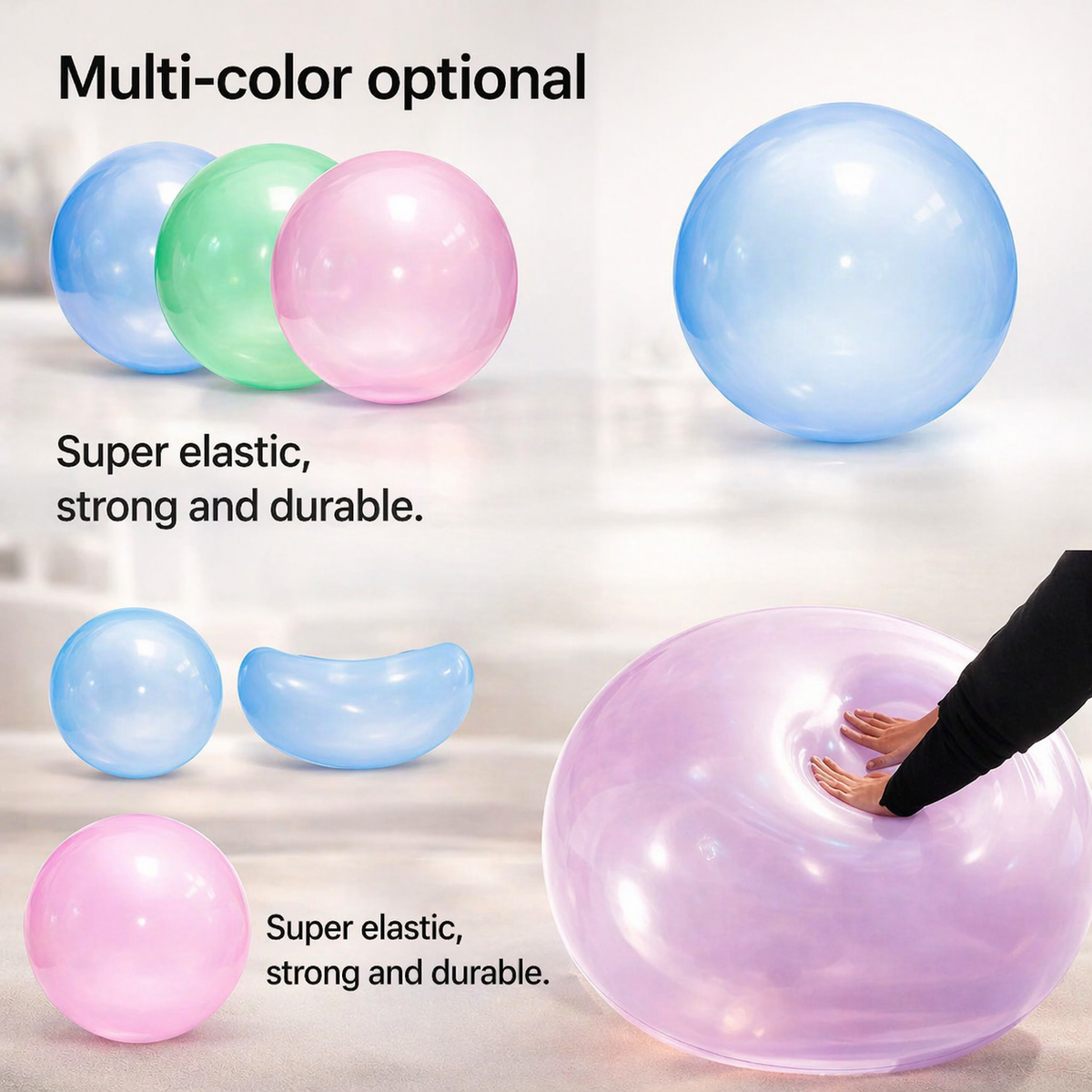 Inflatable Rubber Ball for Kids, Tear-Resistant