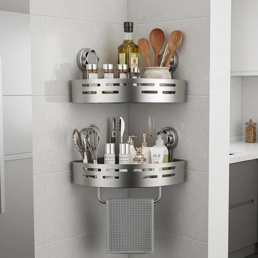 SHELVARA Gray Corner Shelf