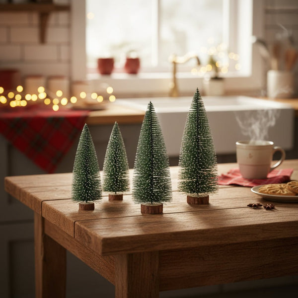 Snow Covered Mini Christmas Tree, Flocked Artificial Christmas Tree for Tabletop, Small Christmas Tree Decor in 4, 6 and 8 Inch Sizes