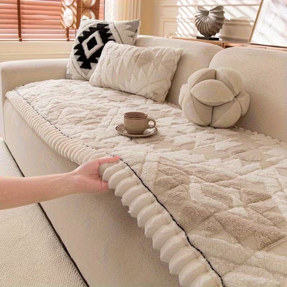 RESTORA Plush Quilted Winter Sofa Cover