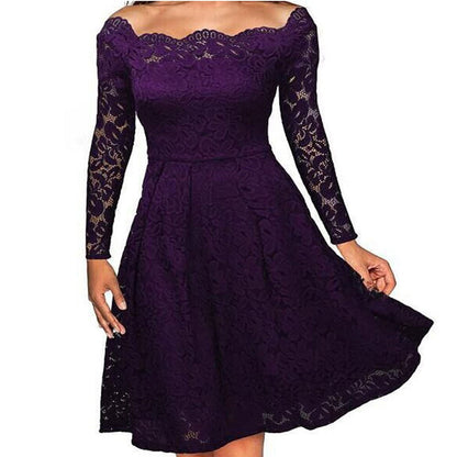 Off Shoulder Lace Dress for Women, Vintage Floral Formal Dress for Weddings & Parties