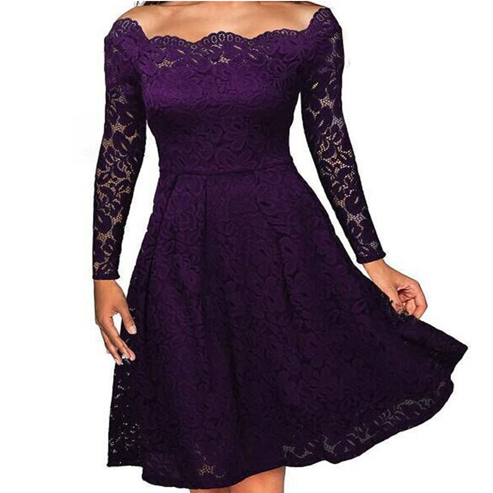 Off Shoulder Lace Dress for Women, Vintage Floral Formal Dress for Weddings & Parties
