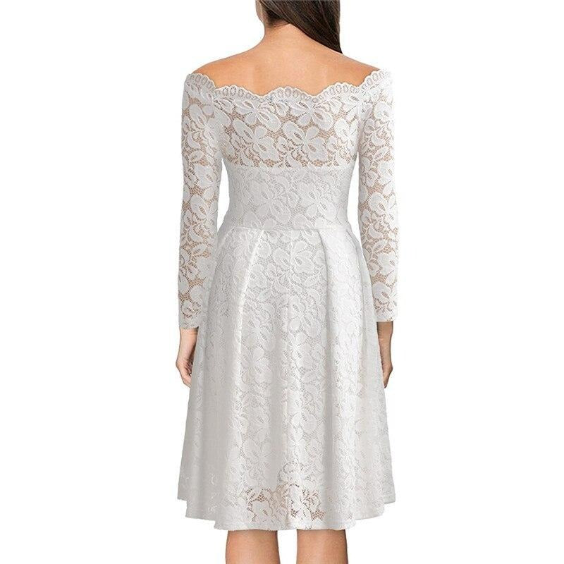 Off Shoulder Lace Dress for Women, Vintage Floral Formal Dress for Weddings & Parties