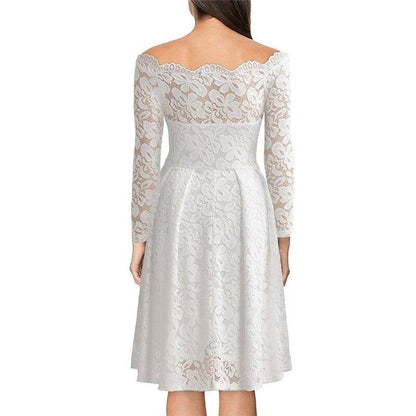 Off Shoulder Lace Dress for Women, Vintage Floral Formal Dress for Weddings & Parties