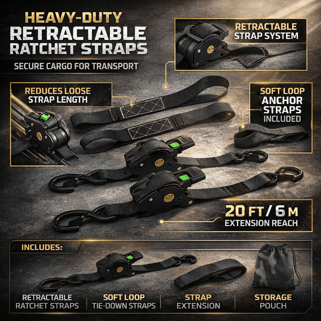 LADESPANN Self-Retracting Tie-Down Straps