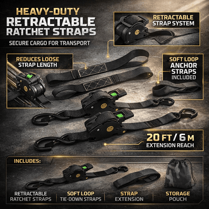 LADESPANN Self-Retracting Tie-Down Straps