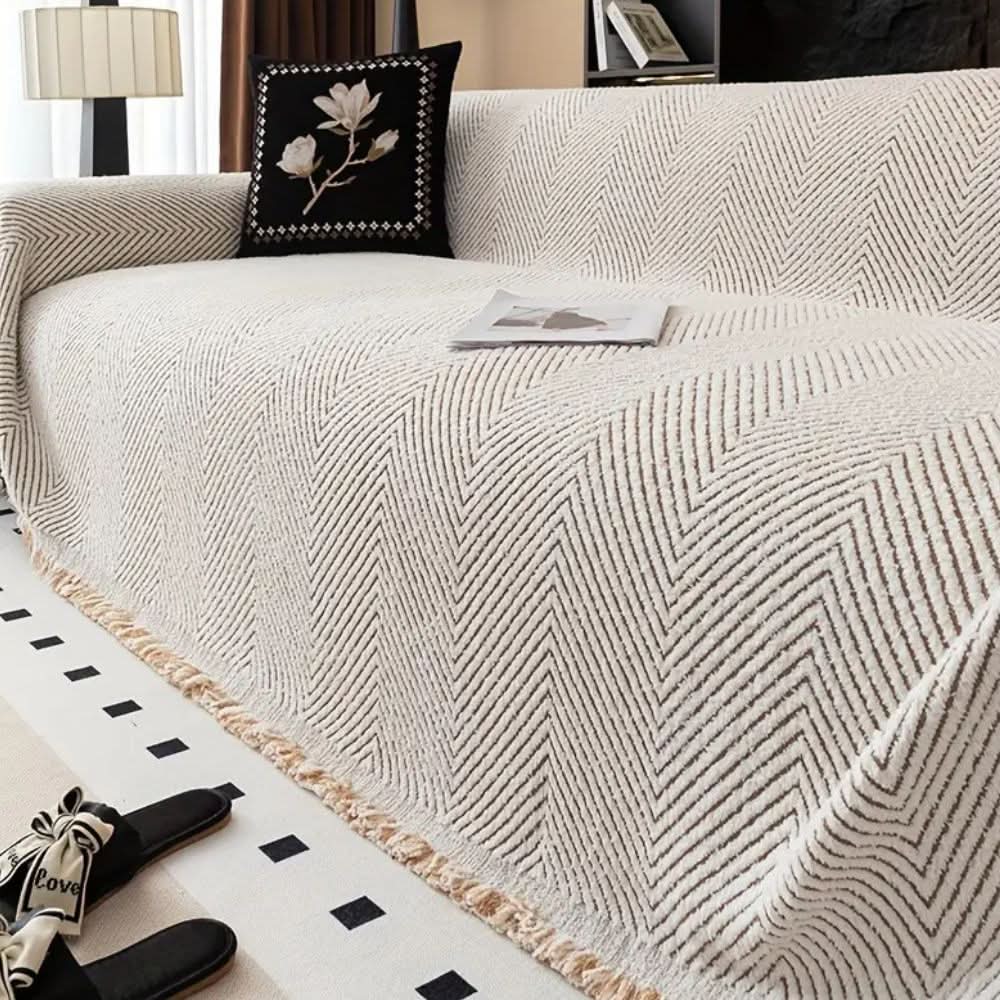 PlushGuard Herringbone Sofa Cover