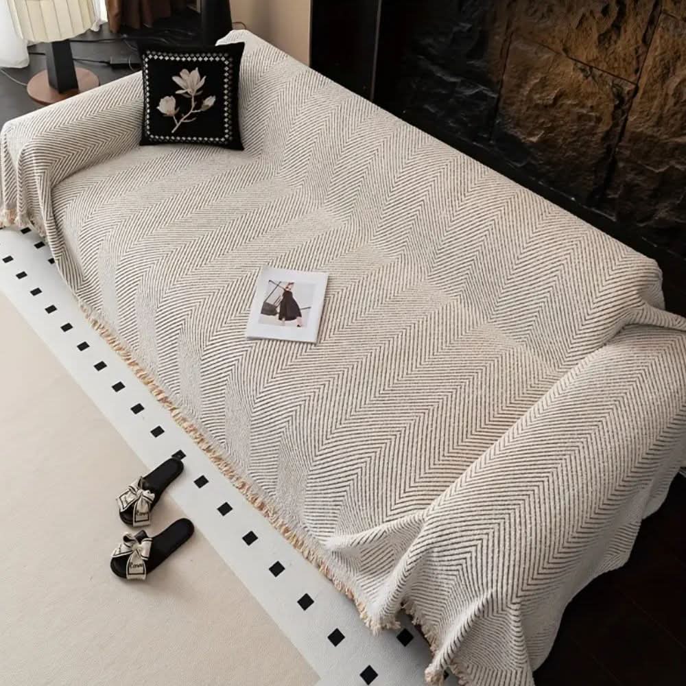 PlushGuard Herringbone Sofa Cover