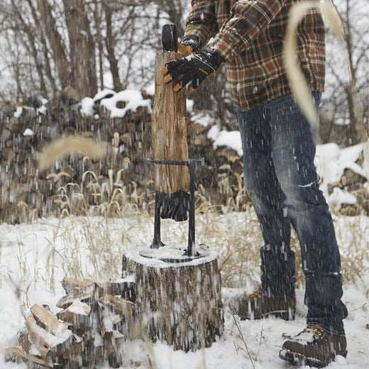 Firewood Splitter, Cast Iron Log Splitting Wedge with Safety Ring for Fireplace & Campfire Wood
