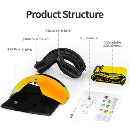 PANOICE VISION UV400 Anti-Fog Ski Goggles