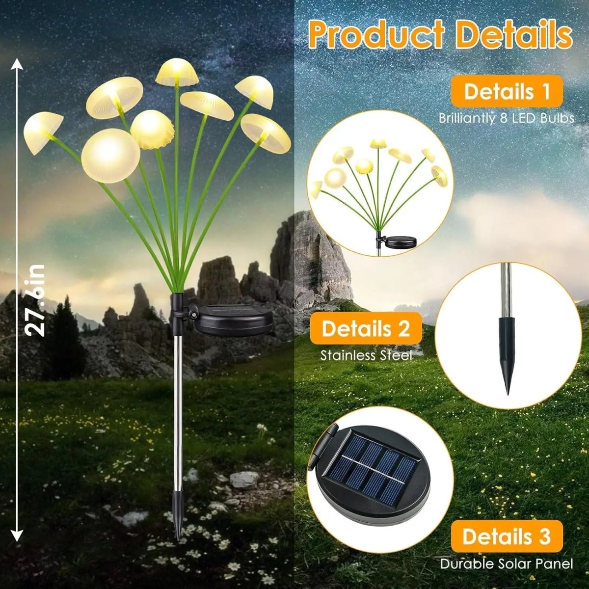 GARTENPERLE Solar Jellyfish Mushroom Garden Light