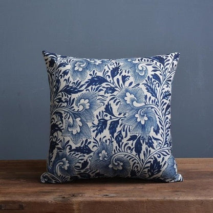 COBALTSCROLL Linen-cotton Blend Fabric Pillowcase