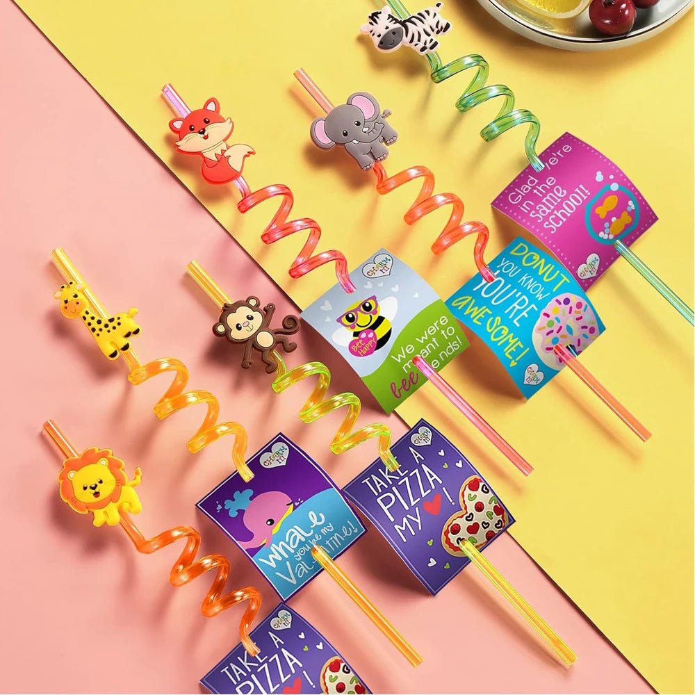 SAFARISIP Jungle Animal Drinking Straws