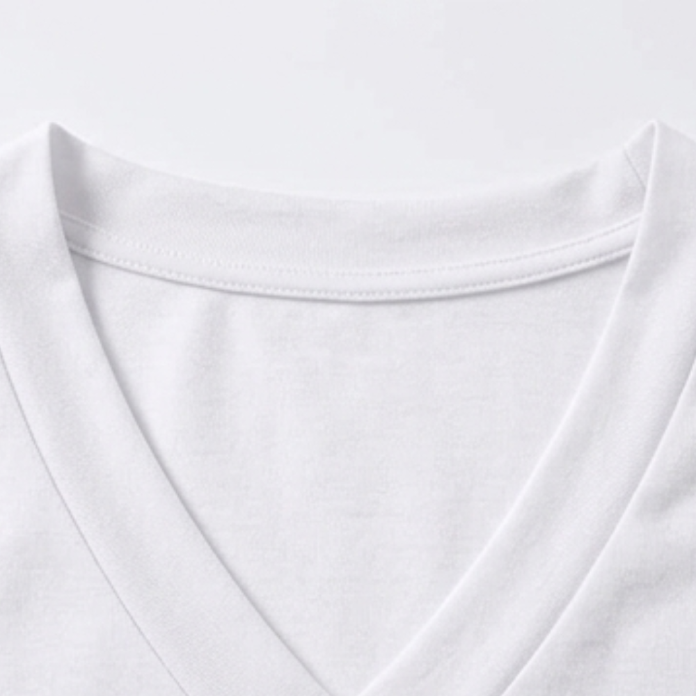 Soft V-Neck Tee with Rolled Cuffs
