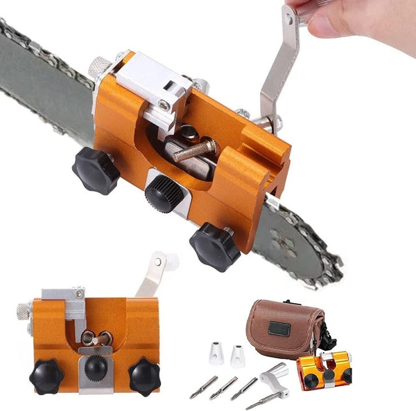 Chainsaw Chain Sharpener, Manual Chain Sharpening Tool for Most Saw Chains, Aluminum Alloy