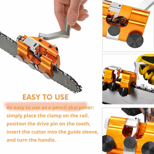Chainsaw Chain Sharpener, Manual Chain Sharpening Tool for Most Saw Chains, Aluminum Alloy