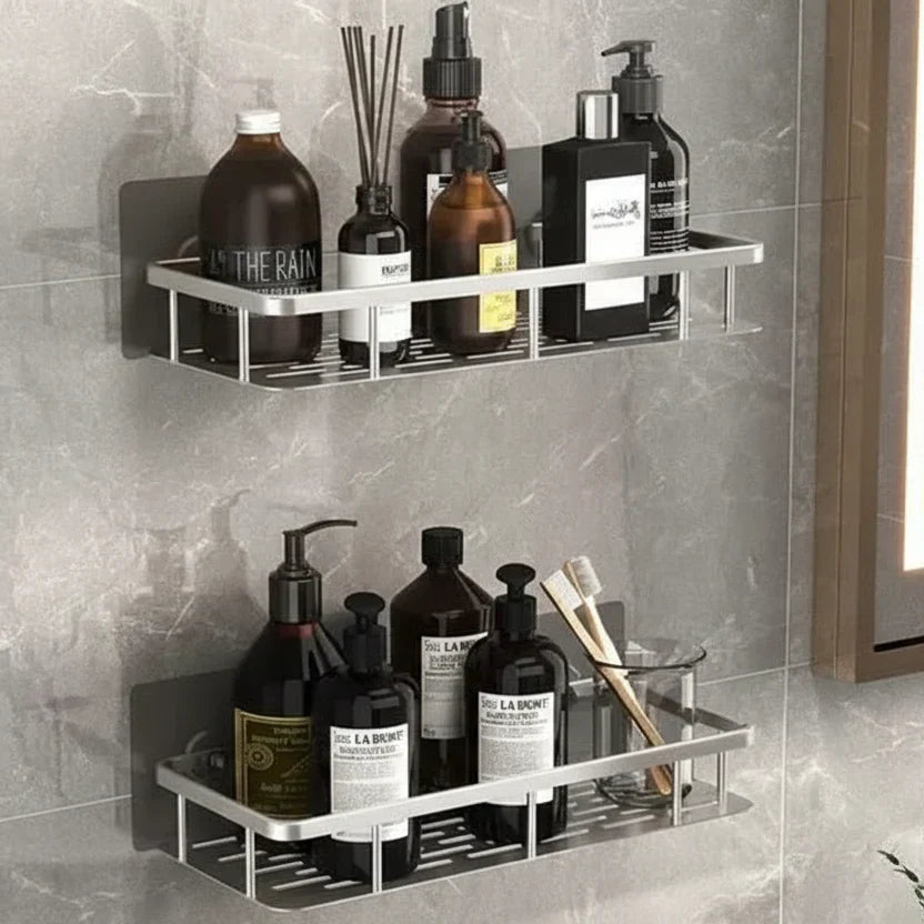 Self-Adhesive Bathroom Shelf, No Drilling & Stainless Steel