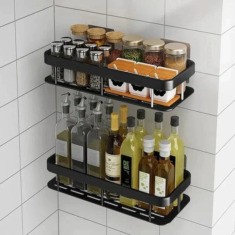 Self Adhesive Bathroom Shelf, No Drilling Stainless Steel Shower Organizer for Tile & Glass