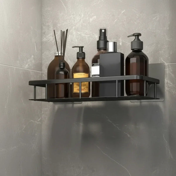 Self Adhesive Bathroom Shelf, No Drilling Stainless Steel Shower Organizer for Tile & Glass