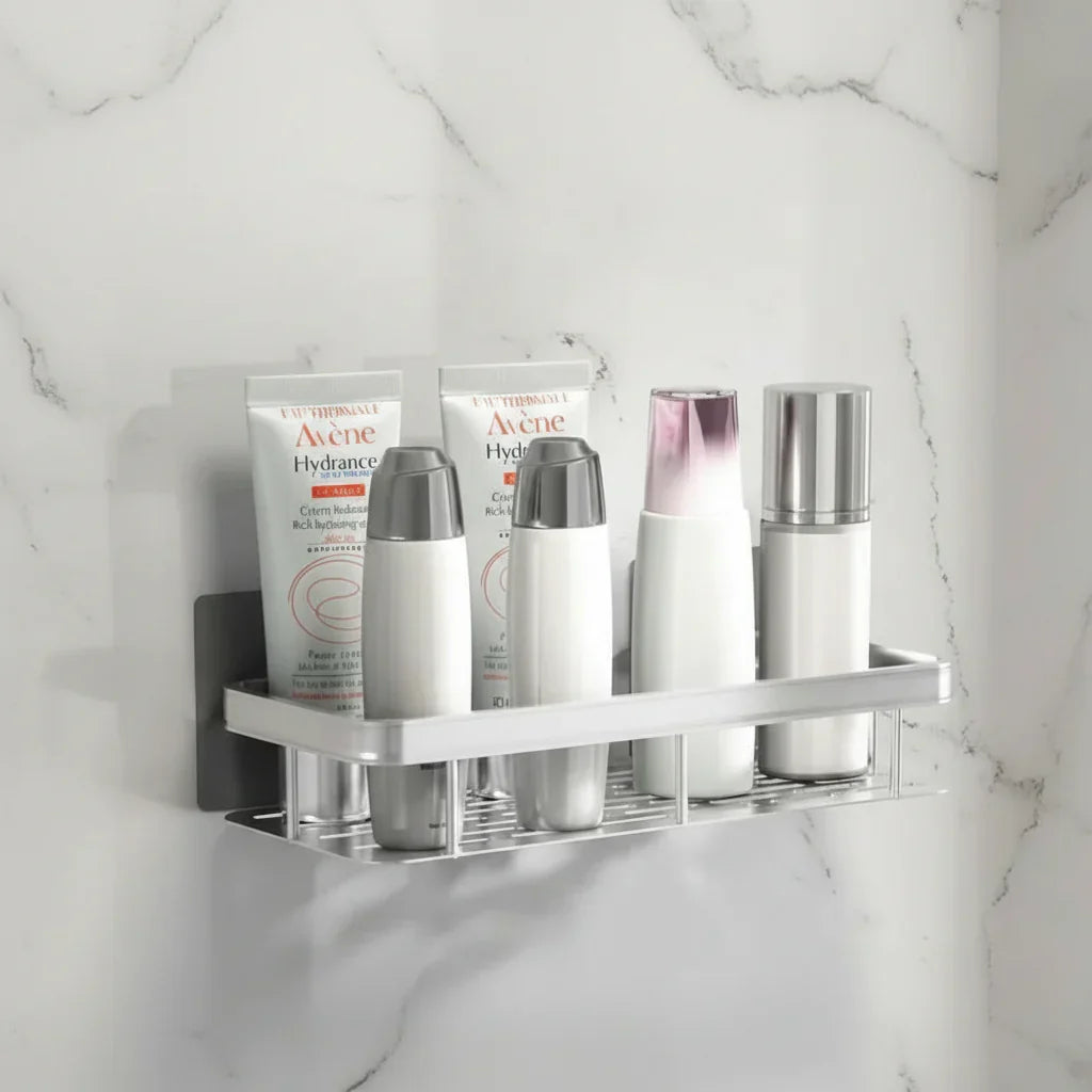 Self-Adhesive Bathroom Shelf, No Drilling & Stainless Steel