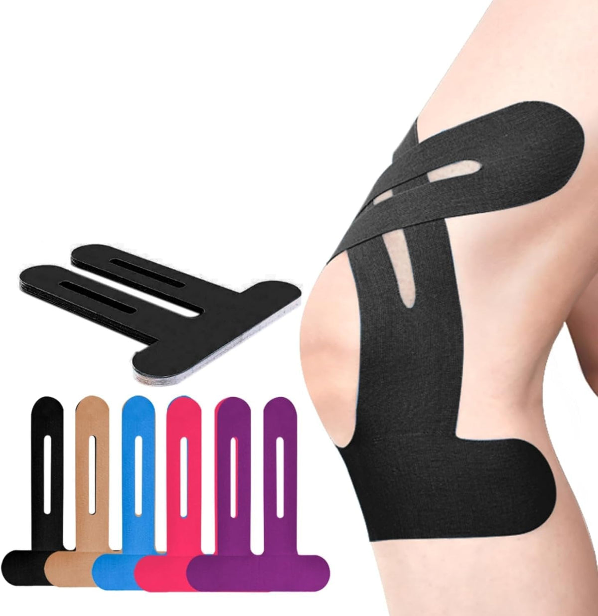 Pre-Cut Kinesiology Tape for Knee Support, Breathable
