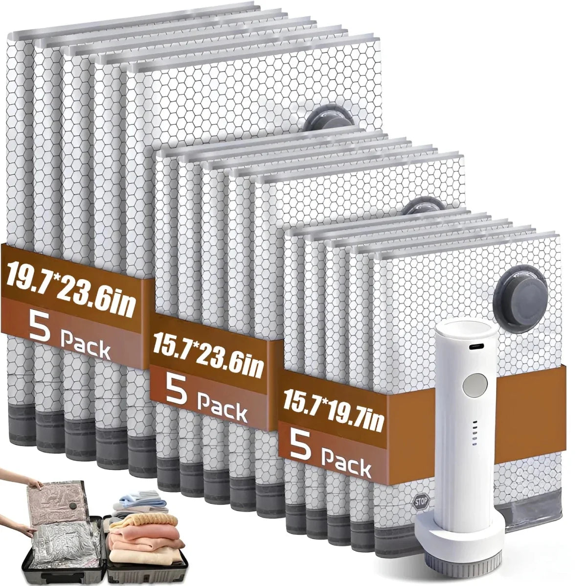 PACKVAC GO Compact Travel Vacuum Set