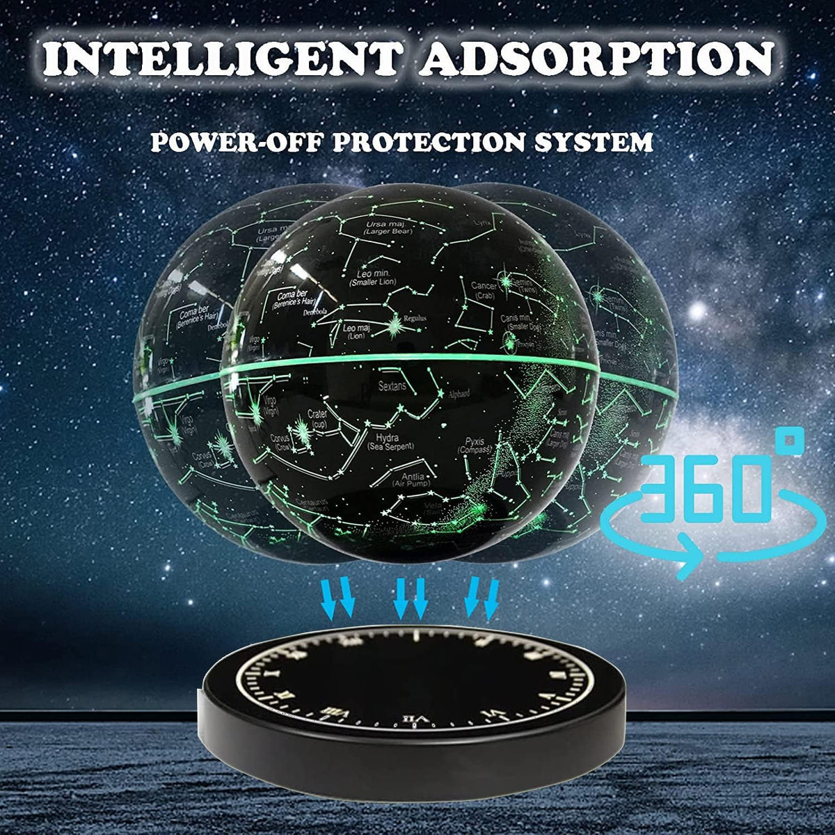 Rotating Floating Constellation Lamp, Magnetic Levitation