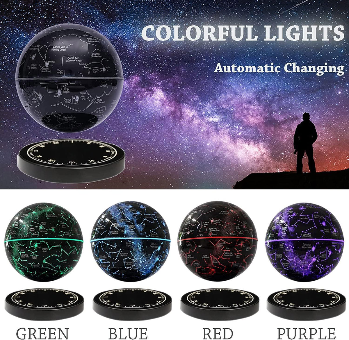 Rotating Floating Constellation Lamp, Magnetic Levitation