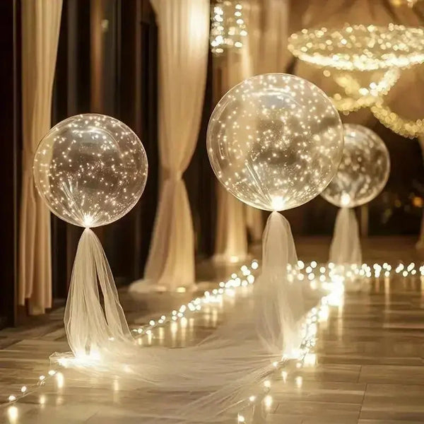 LED Light Up Balloons, Set of 10 Warm White Reusable Balloons for Weddings, Birthdays & Garden Parties