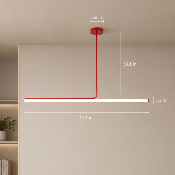 Linear LED Pendant Light, Minimalist Long Tube Metal Hanging Light for Dining & Work Areas