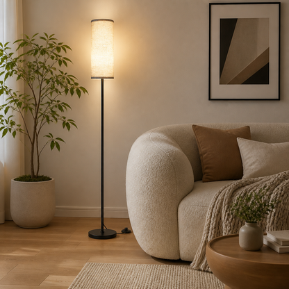 Scandinavian Linen LED Floor Lamp