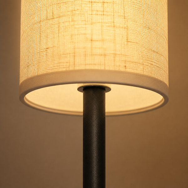 LED Floor Lamp, Scandinavian Style Linen Shade Standing Lamp with Stepless Dimming & Foot Switch