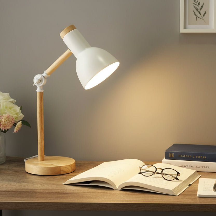 LUMOWOOD Desk Lamp Adjustable Wooden Table Lamp