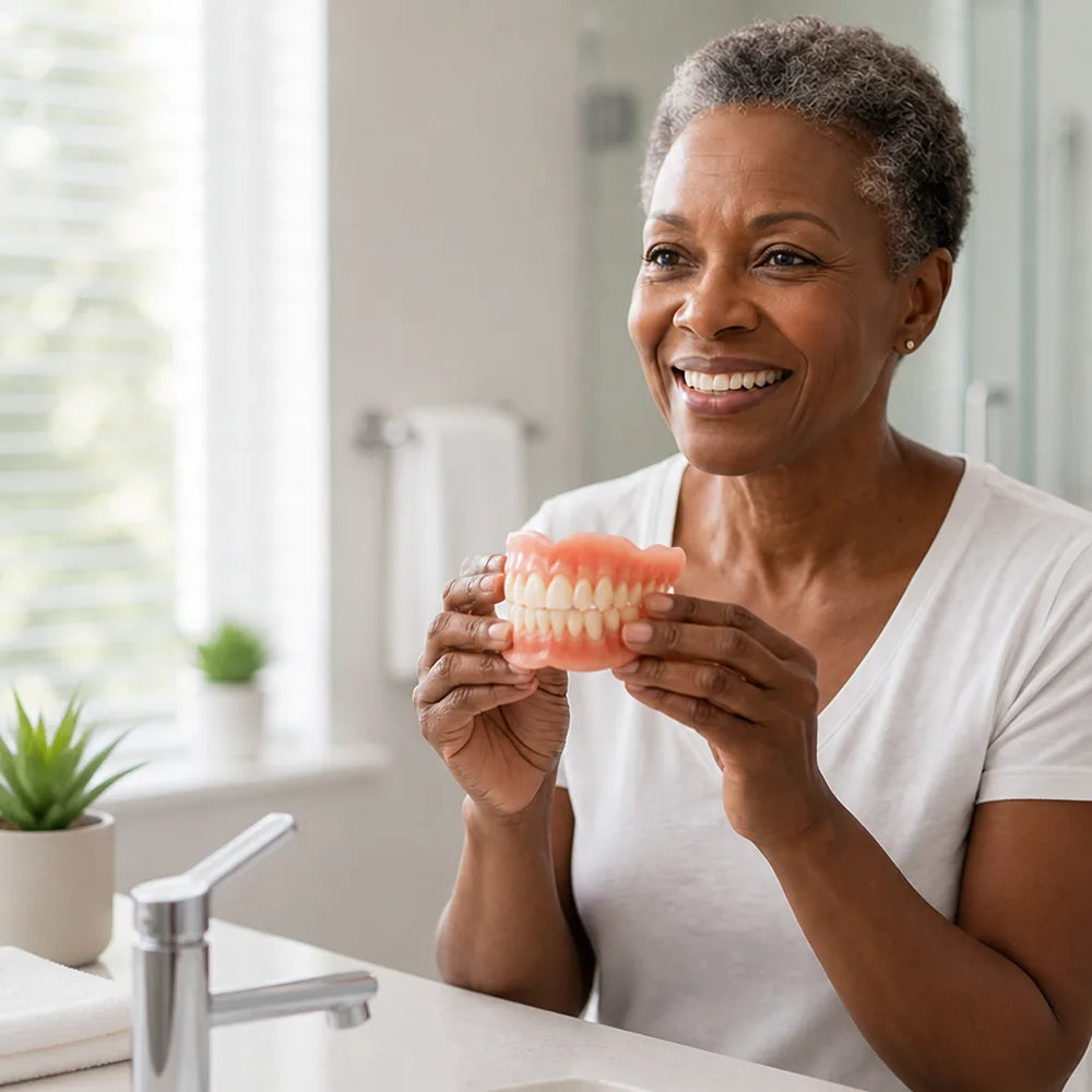 Denture Set, Heat-Forming Cosmetic Dentures with Custom Fit at Home, No Adhesive Needed