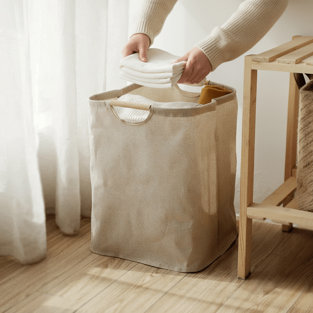 LuxeFold Laundry Basket Storage Cotton & Linen lifestyle image