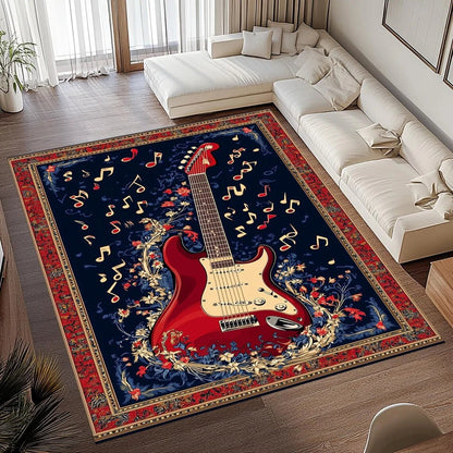 SOFTVINTAGE Vintage Guitar Print Area Rug