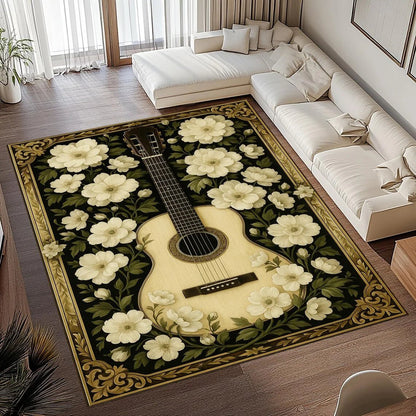 SOFTVINTAGE Vintage Guitar Print Area Rug