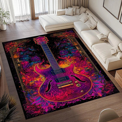 SOFTVINTAGE Vintage Guitar Print Area Rug