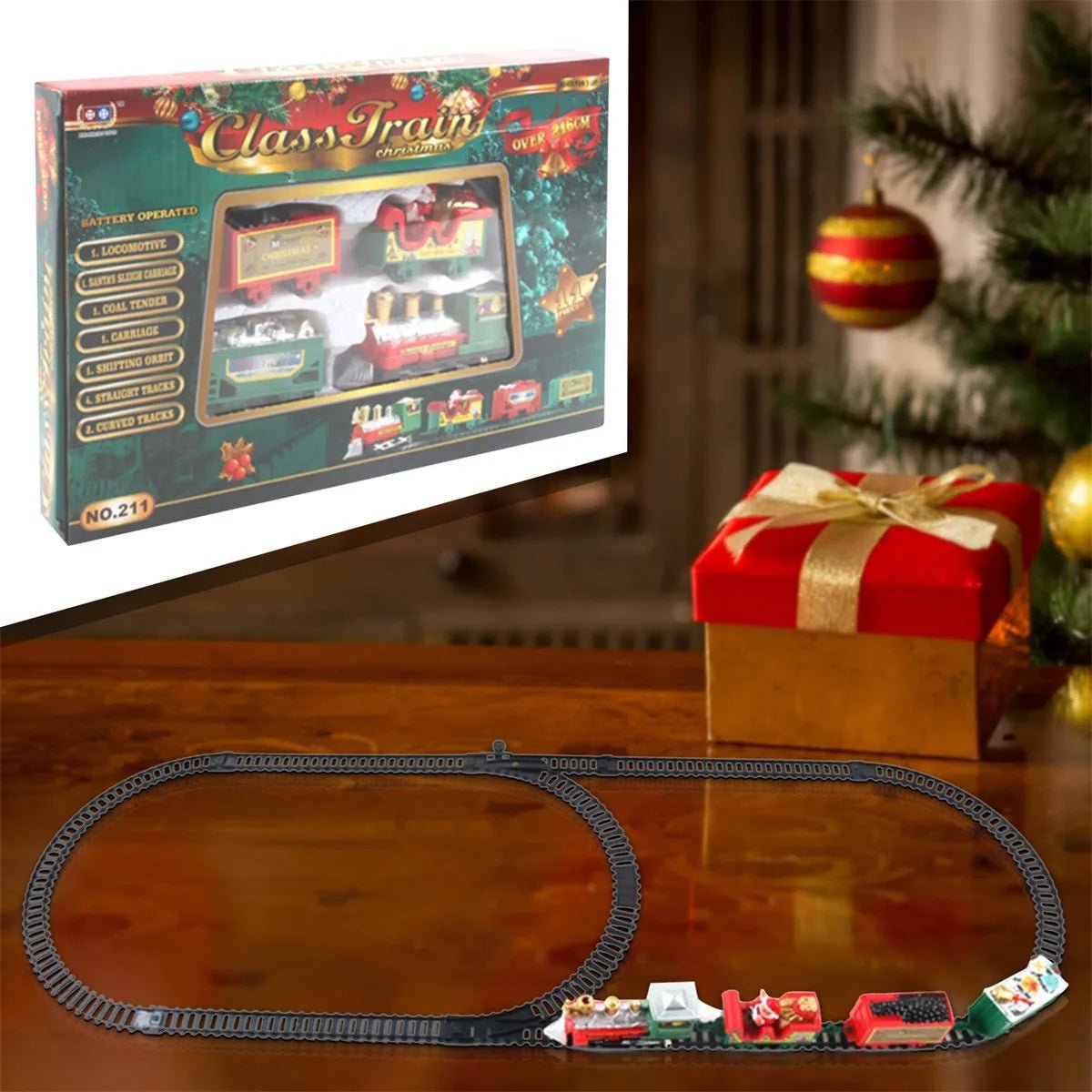 FESTIVELOCOMO Electric Christmas Tree Train