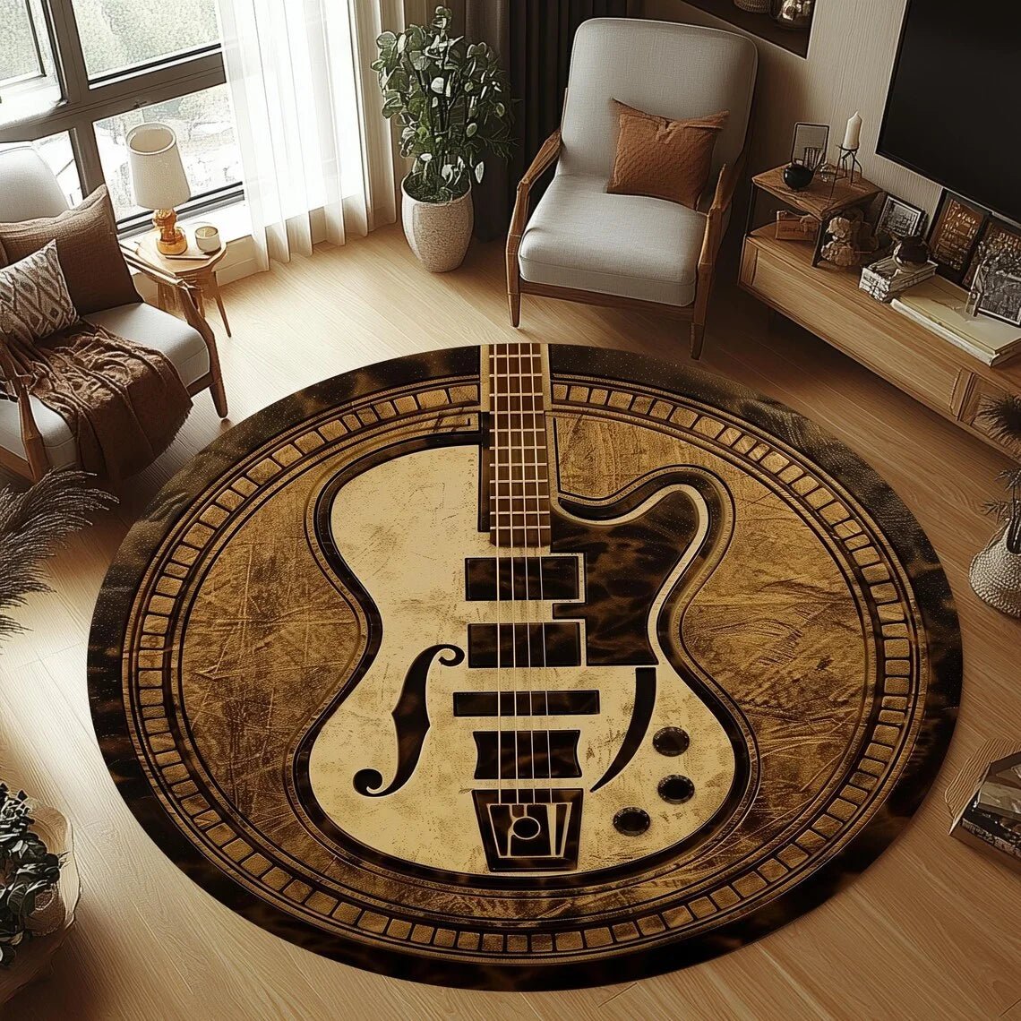 SOFTCHORD Cozy Round Flannel Guitar Rug