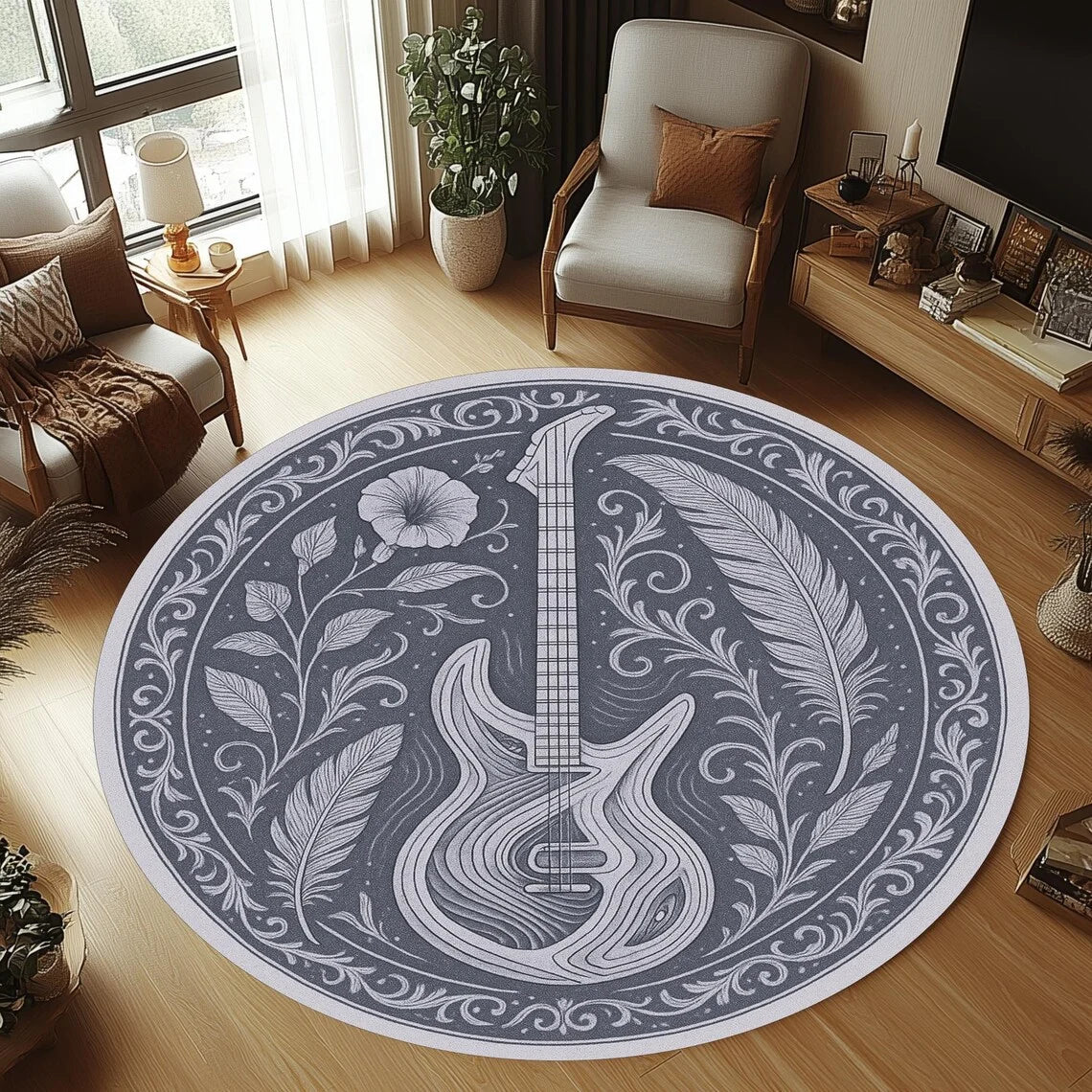 SOFTCHORD Cozy Round Flannel Guitar Rug