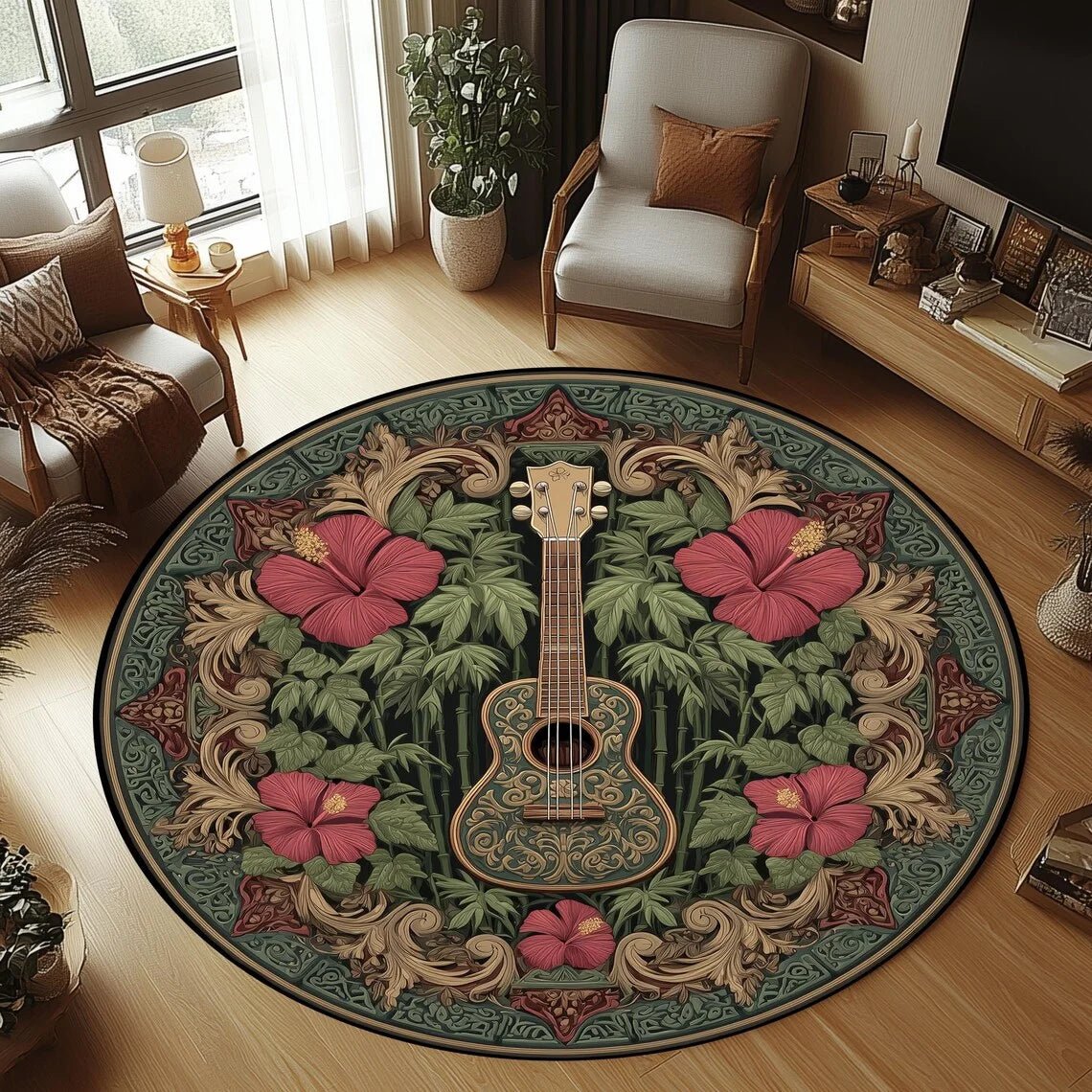SOFTCHORD Cozy Round Flannel Guitar Rug